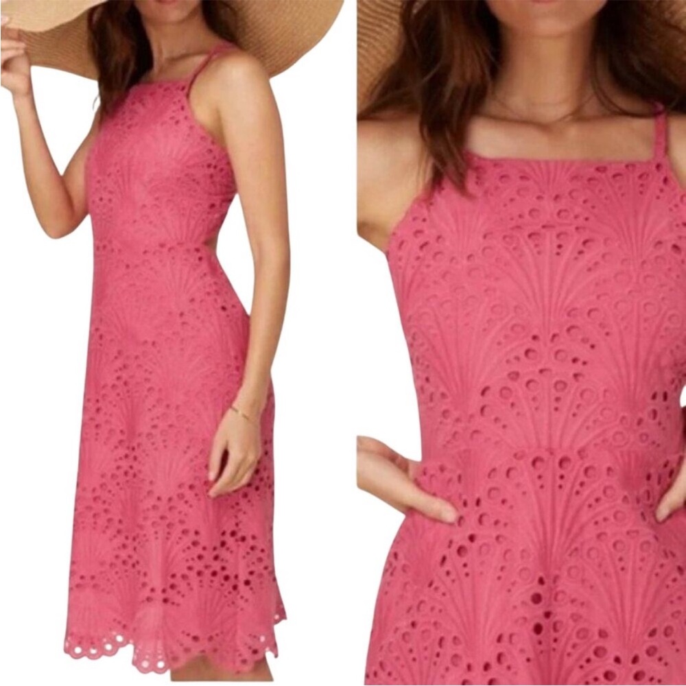 NWT Andie Roatan Dress in Rosette Pink - XS - Eyelet Design & Scalloped Hem